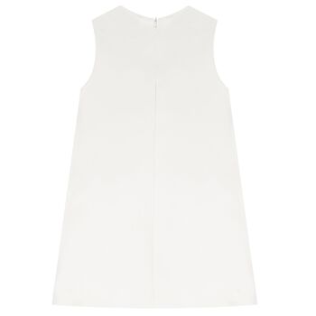 Girls Ivory Satin Ruffled Dress