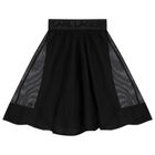 Girls Black Logo Organza Skirt, 1, hi-res