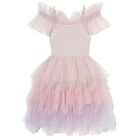 Girls Pink Embellished Tulle Dress, 1, hi-res