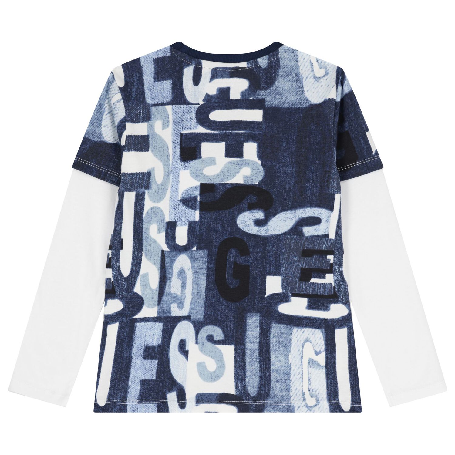 Boys White & Blue Logo Long Sleeve Top, 2, hi-res