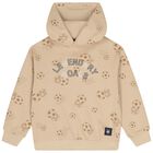 Boys Beige Football Hooded Top , 1, hi-res