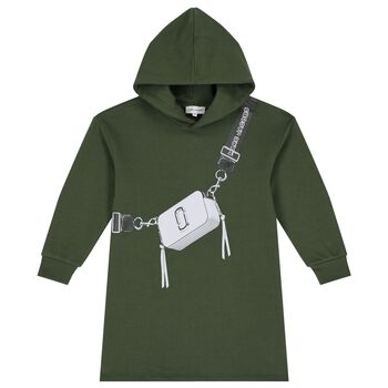 Girls Green Bag Hooded Dress