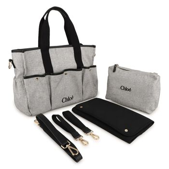 Grey Logo Canvas Baby Changing Bag ( 33cm )