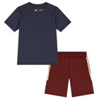 Navy Blue & Red Marvel Logo Shorts Set, 1, hi-res