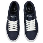 Boys Navy Blue Logo Trainers, 1, hi-res