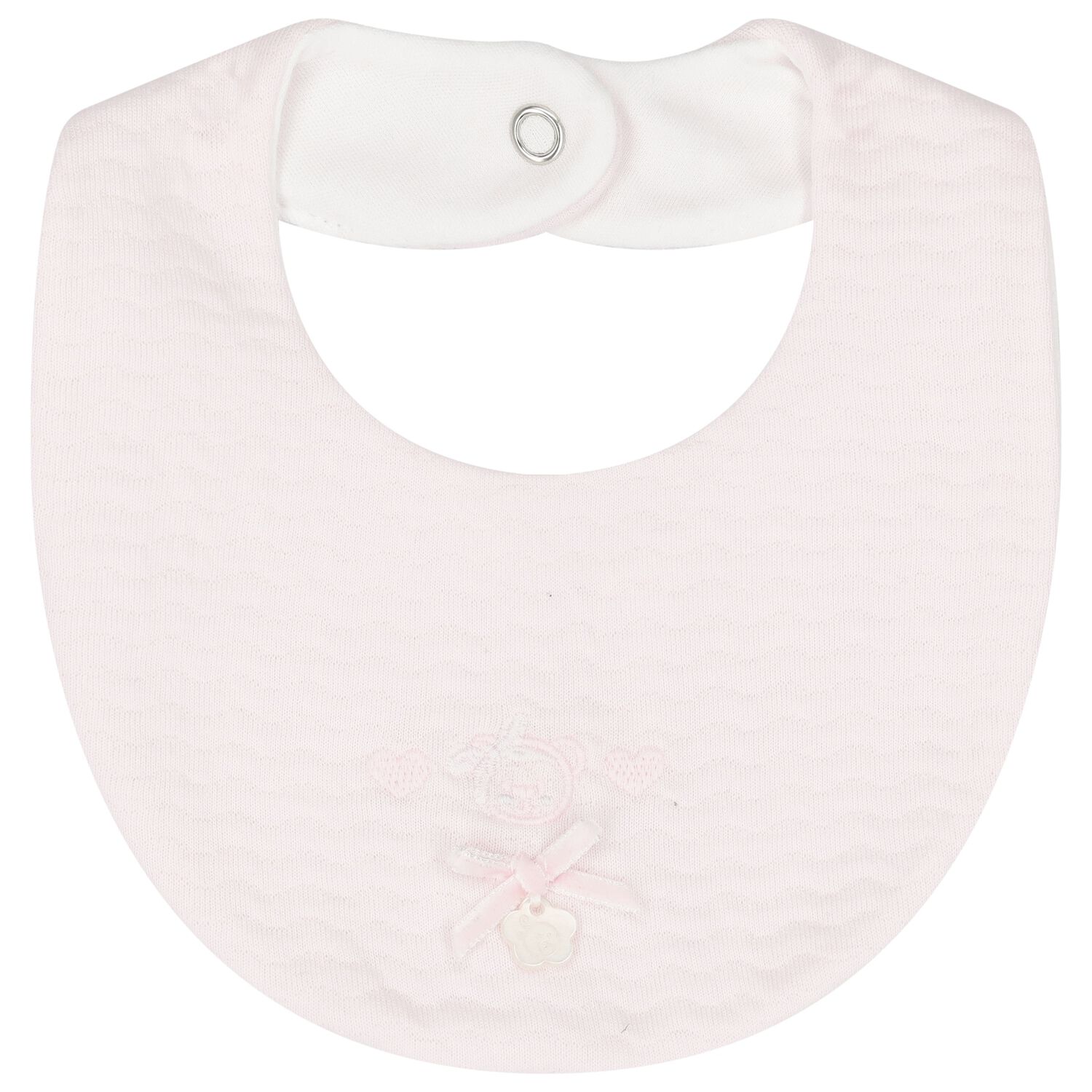 Baby Girls Pink Embroidered Bib, 1, hi-res
