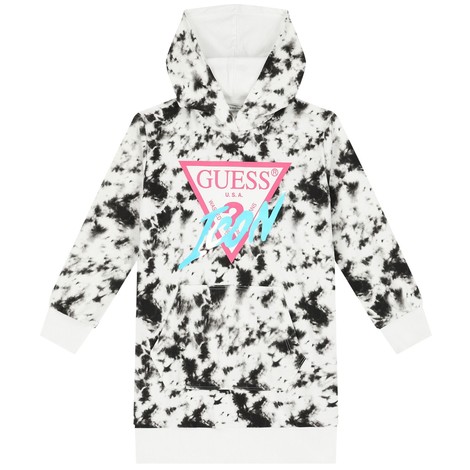 Guess Girls White & Black Logo Hooded Dress | Junior Couture Bahrain