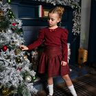 Girls Burgundy Bow Aubrey Long Sleeve Top, 2, hi-res
