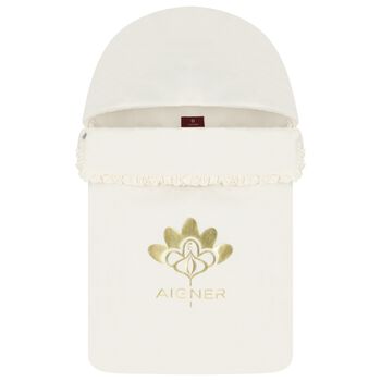 Baby Girls Ivory & Gold Flower Logo Nest