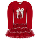 Girls Red Embellished Tulle Dress, 1, hi-res
