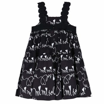 Girls Black & White Logo Dress