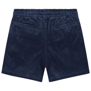 Boys Navy Blue Corduroy Shorts with Pony Logo