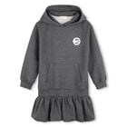 Girls Grey Logo Hooded Dress, 1, hi-res