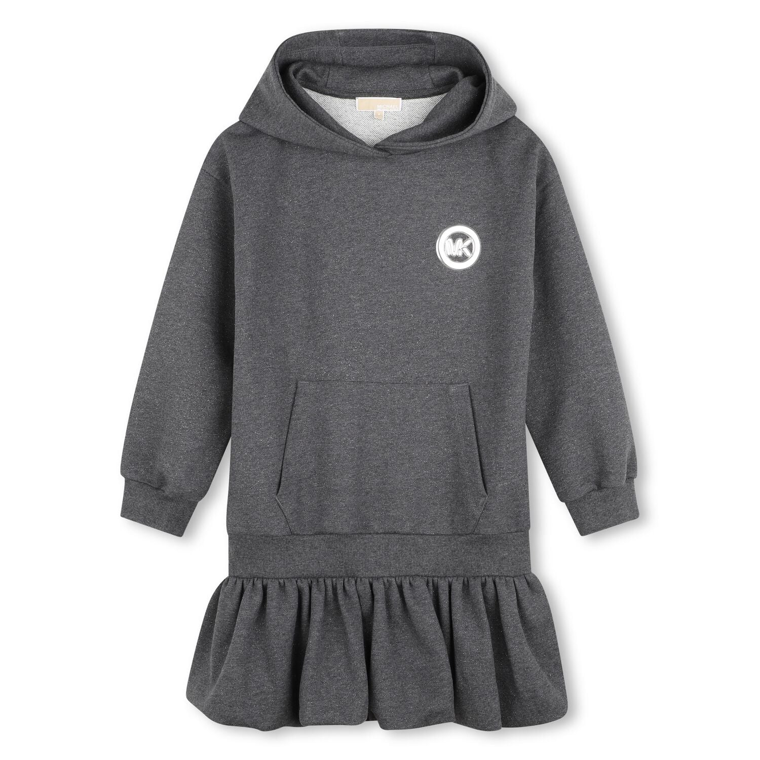 Girls Grey Logo Hooded Dress, 1, hi-res