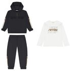 Boys Black & White Tracksuit Set (3 Piece), 3, hi-res