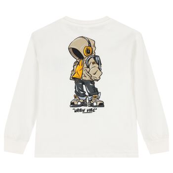 Boys Ivory Long Sleeve Top