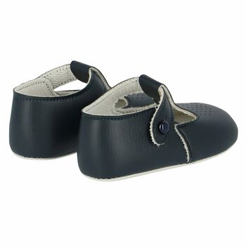 Baby Navy Leather Pre Walker Shoes