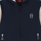 Younger Boys Navy Blue & Beige Logo Hooded Zip Up Top, 1, hi-res