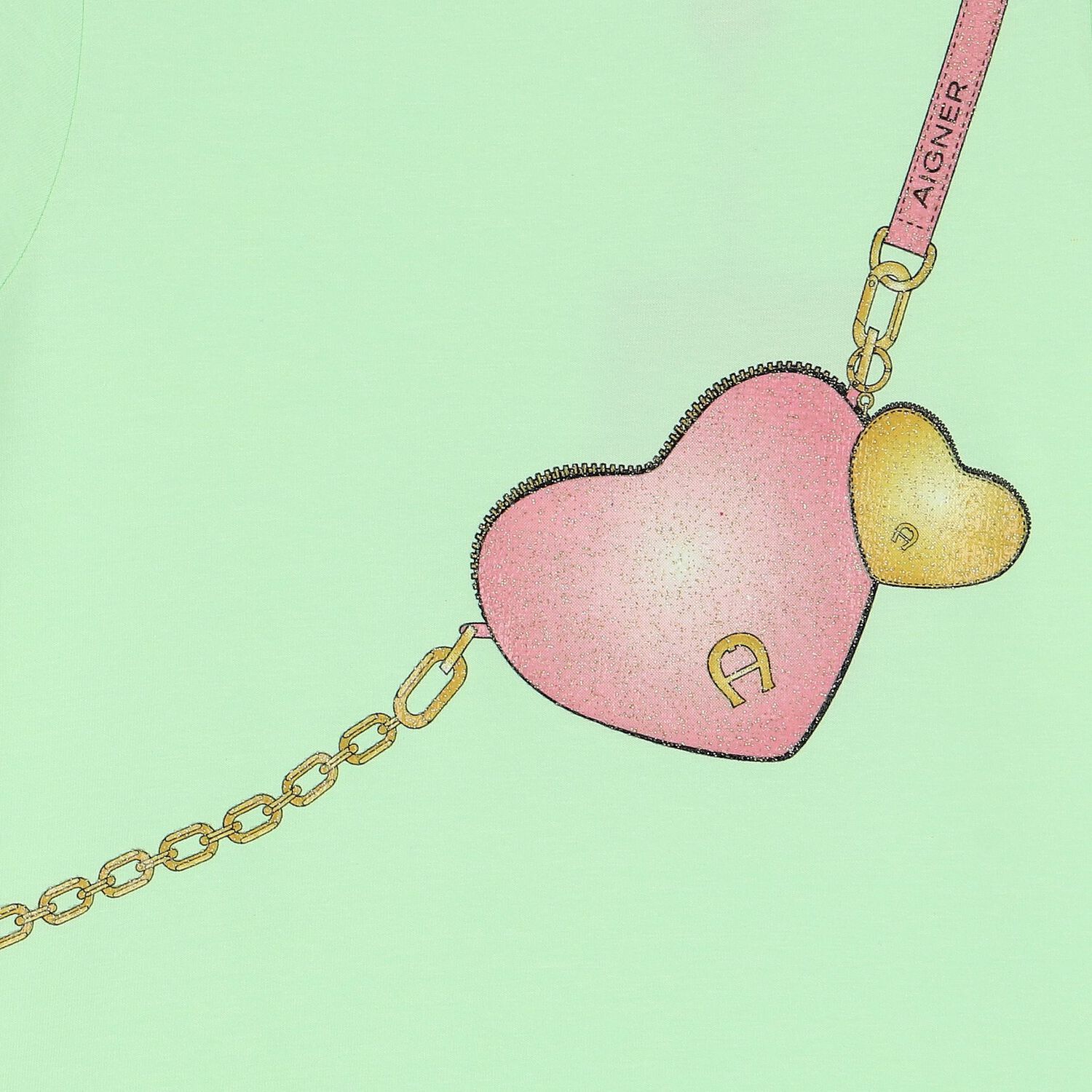 فستان بنات بشعار حقيبة باللون الأخضر, 2, hi-res