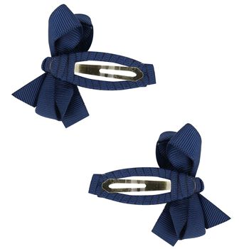 Girls Navy Blue Bow Hairclips ( 2-Pack )
