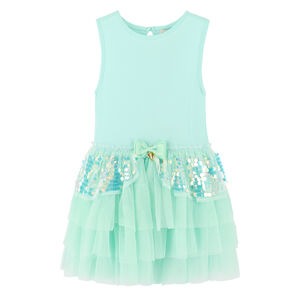Girls Green Tulle & Sequin Dress