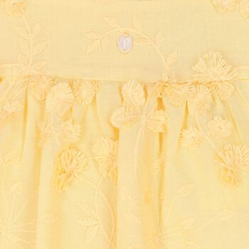 Girls Yellow Floral Embroidered Dress