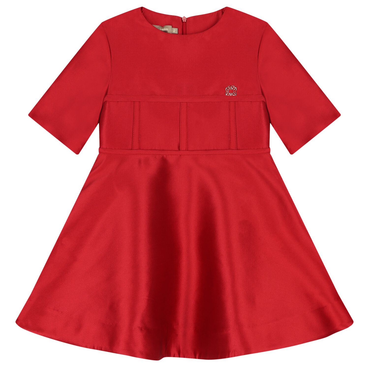 Girls Red Mikado Dress, 2, hi-res
