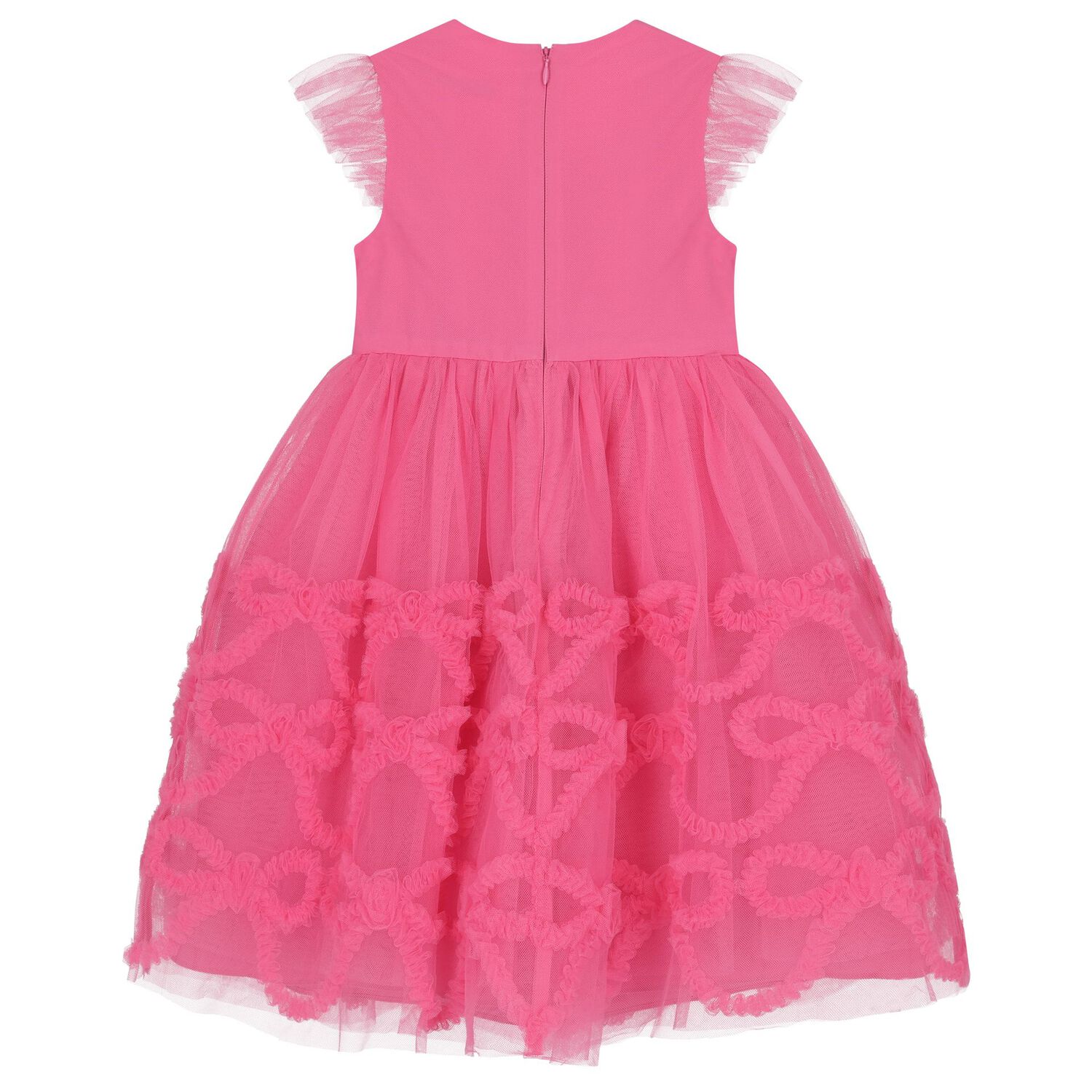 Girls Pink Bow Tulle Dress, 1, hi-res image number null