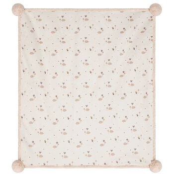Beige & Ivory Pom Pom Baby Blanket
