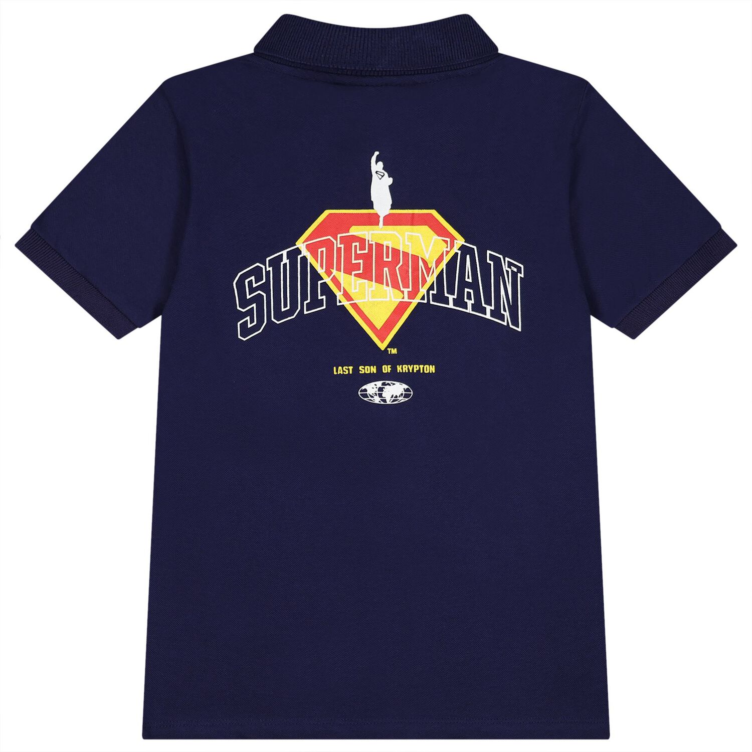 Boys Navy Blue Superman Polo Shirt, 1, hi-res