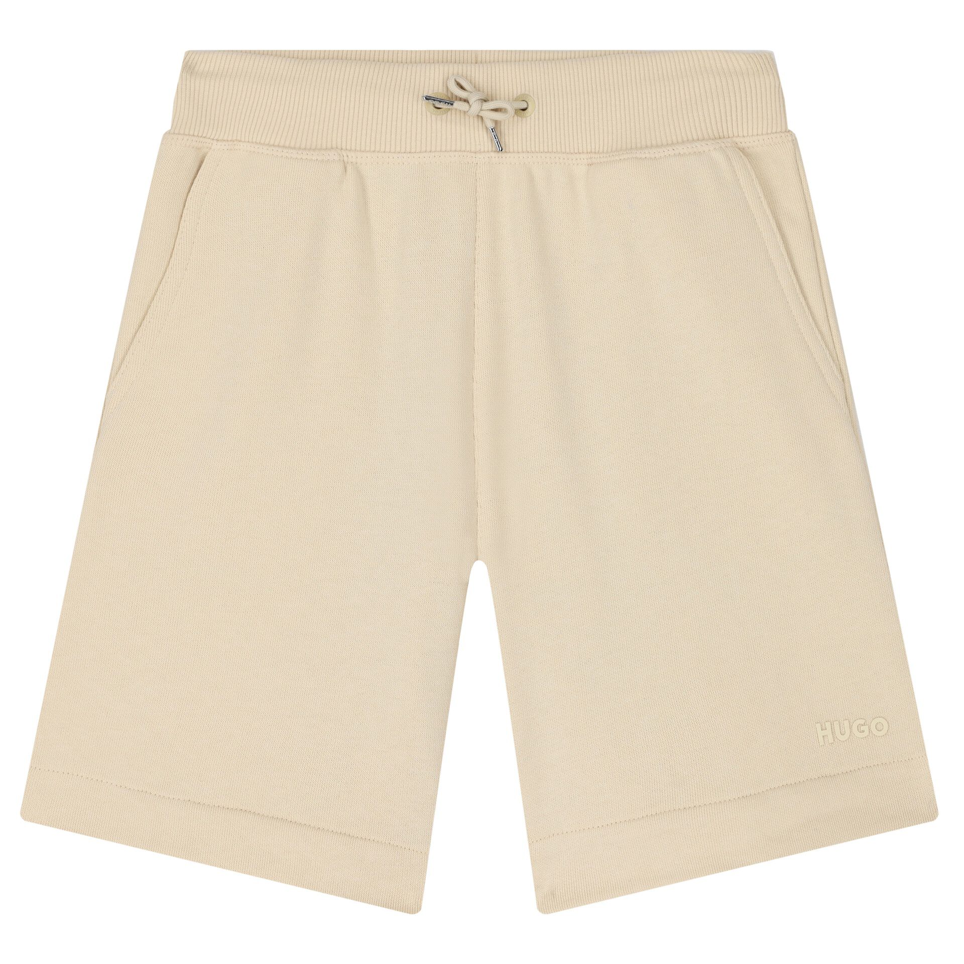 HUGO Boys Beige Logo Shorts | Junior Couture