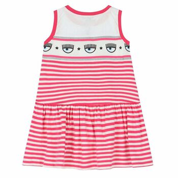 Girls Pink & White Striped Dress