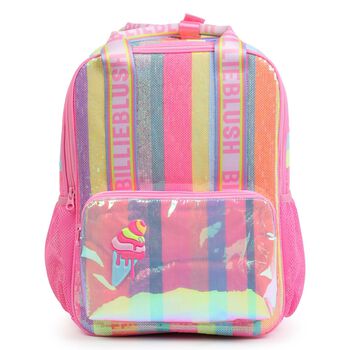 Girls Pink Striped Sequin Backpack