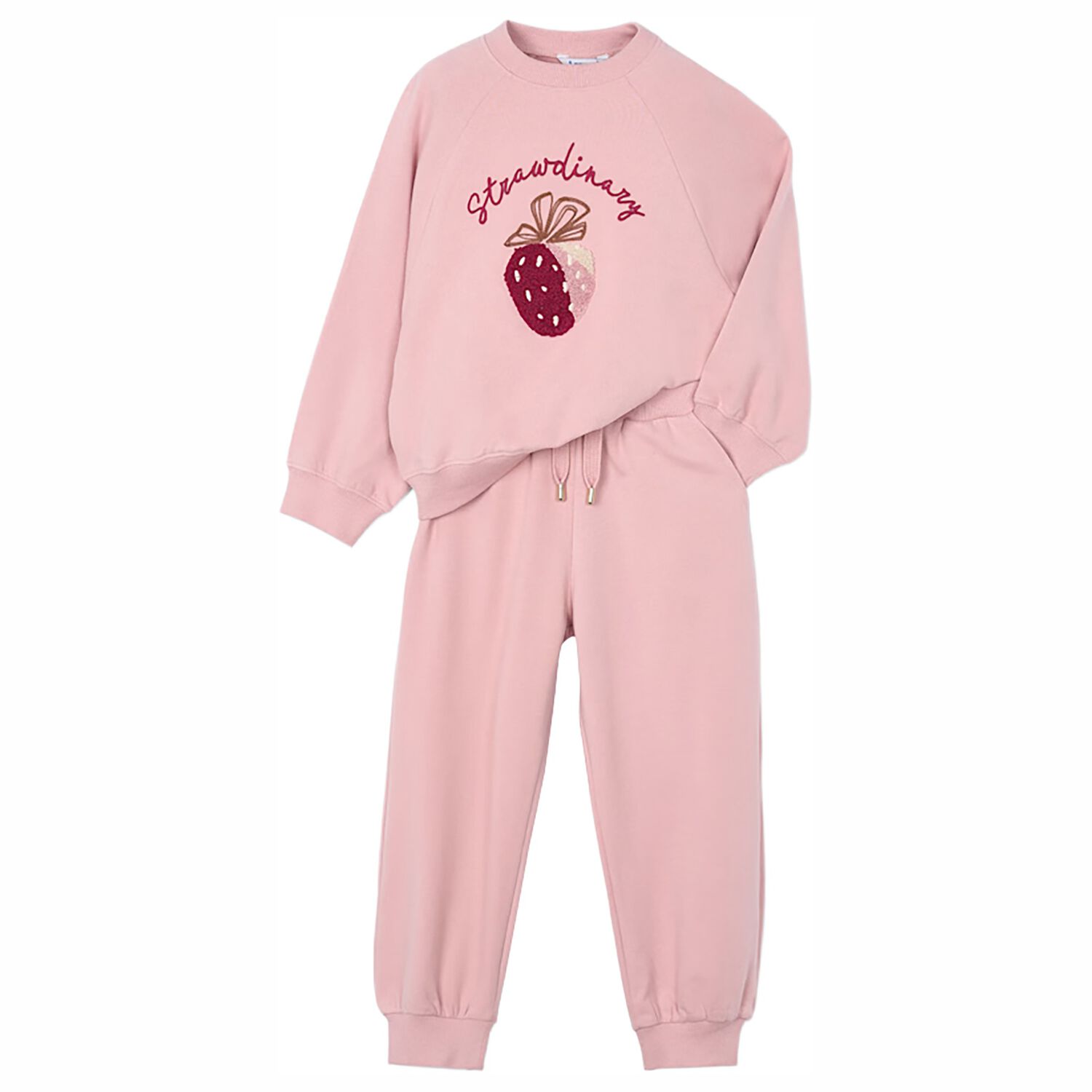 Girls Pink Strawberry Tracksuit, 1, hi-res