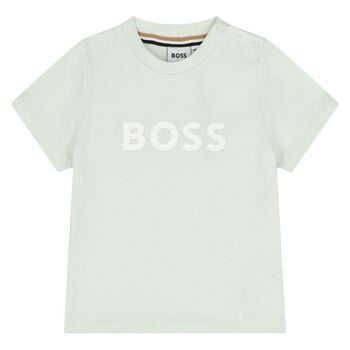 تيشيرت بشعار باللون الأخضر للأولاد 