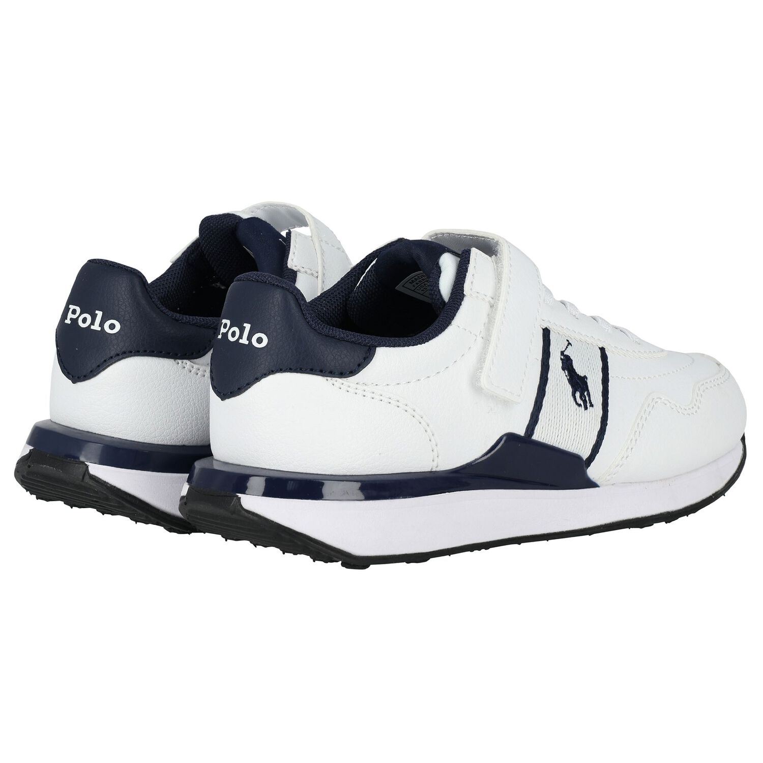 Boys White & Navy Blue Logo Trainers, 1, hi-res image number null