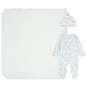 Baby Boys White & Blue Africa Babygrow Gift Set