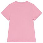 Girls Pink Embroidered Logo T-Shirt, 3, hi-res