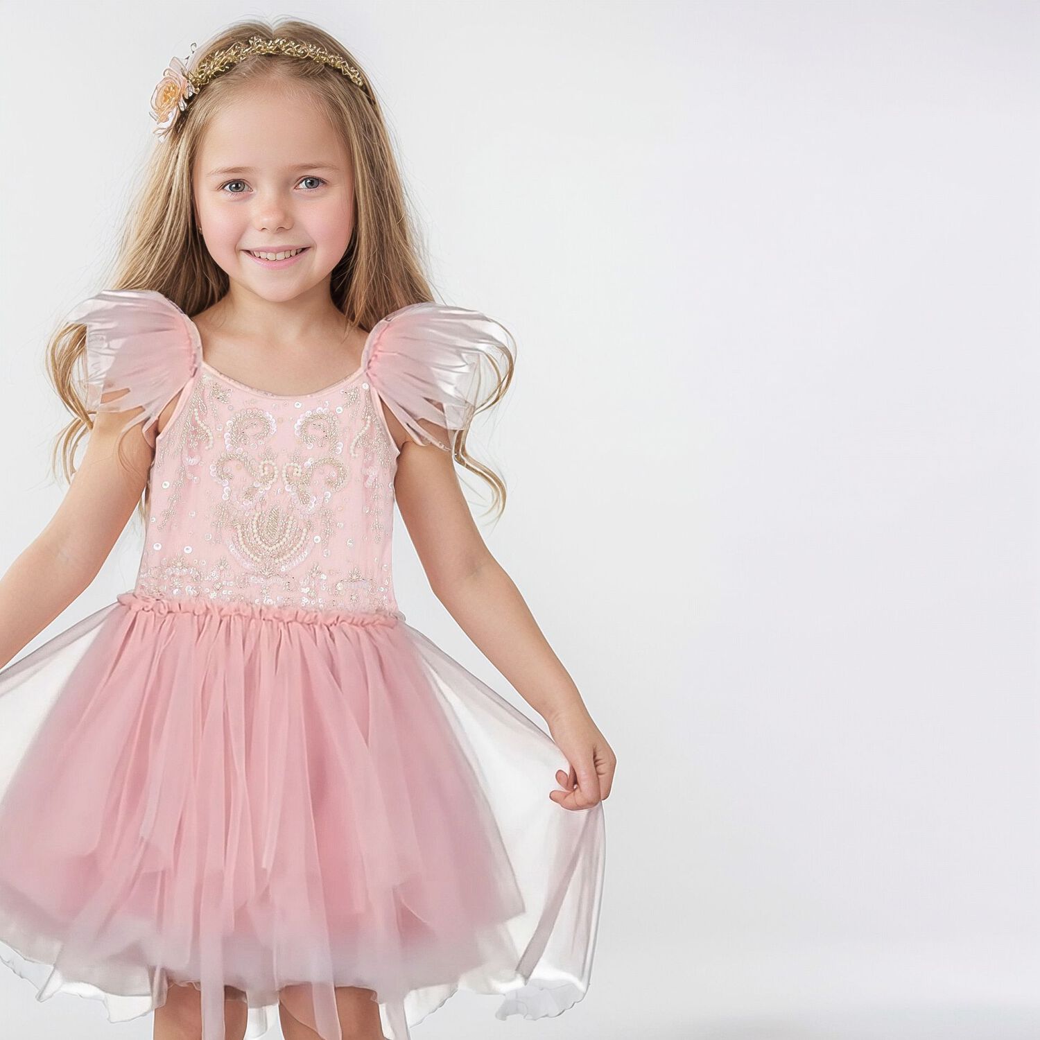 Girls Pink Tulle Dress, 1, hi-res image number null