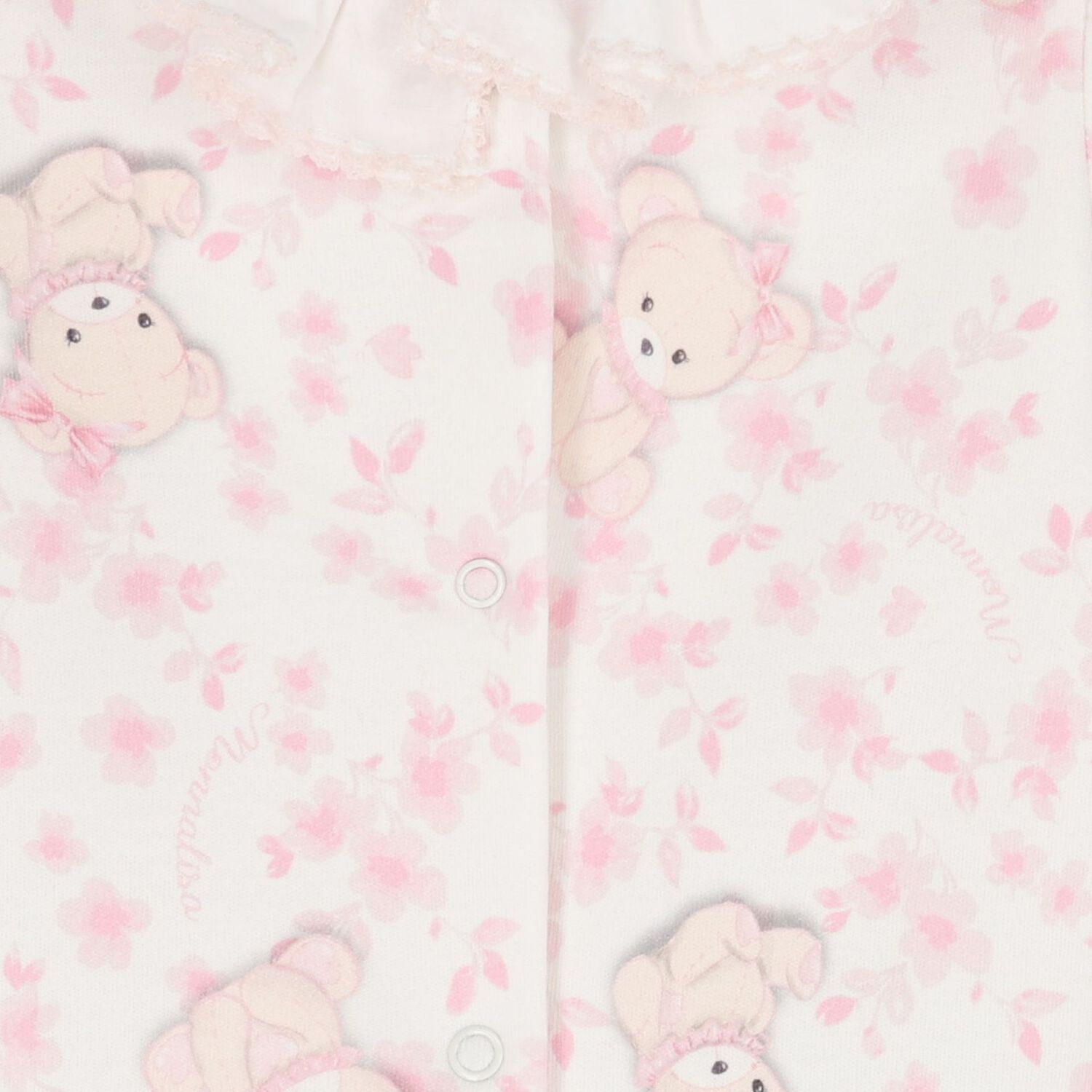 Baby Girls Ivory & Pink Teddy Bear Babygrow, 1, hi-res