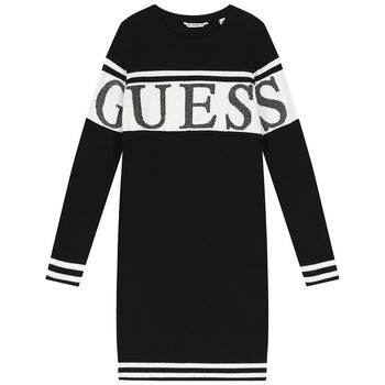 Girls Black Logo Knitted Sweatshirt Dress