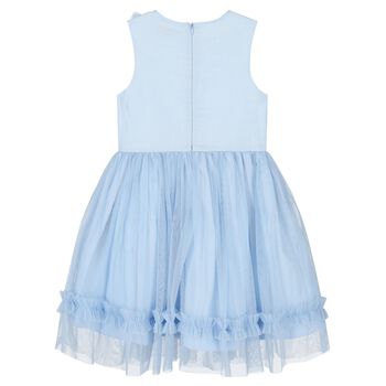 Girls Blue Tulle Flower Dress