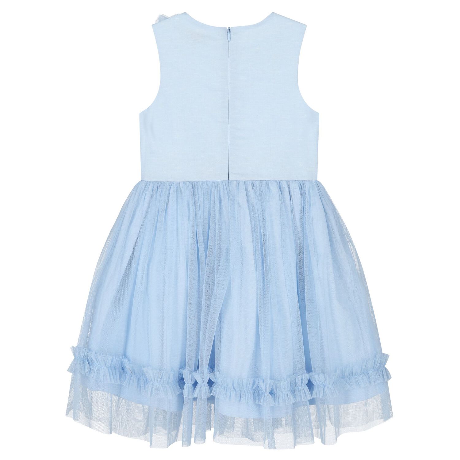 Girls Blue Tulle Flower Dress, 1, hi-res image number null