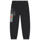 Boys Black & Green Logo Joggers, 1, hi-res