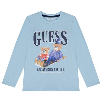 Boys Blue Teddy Bear Long Sleeve Top