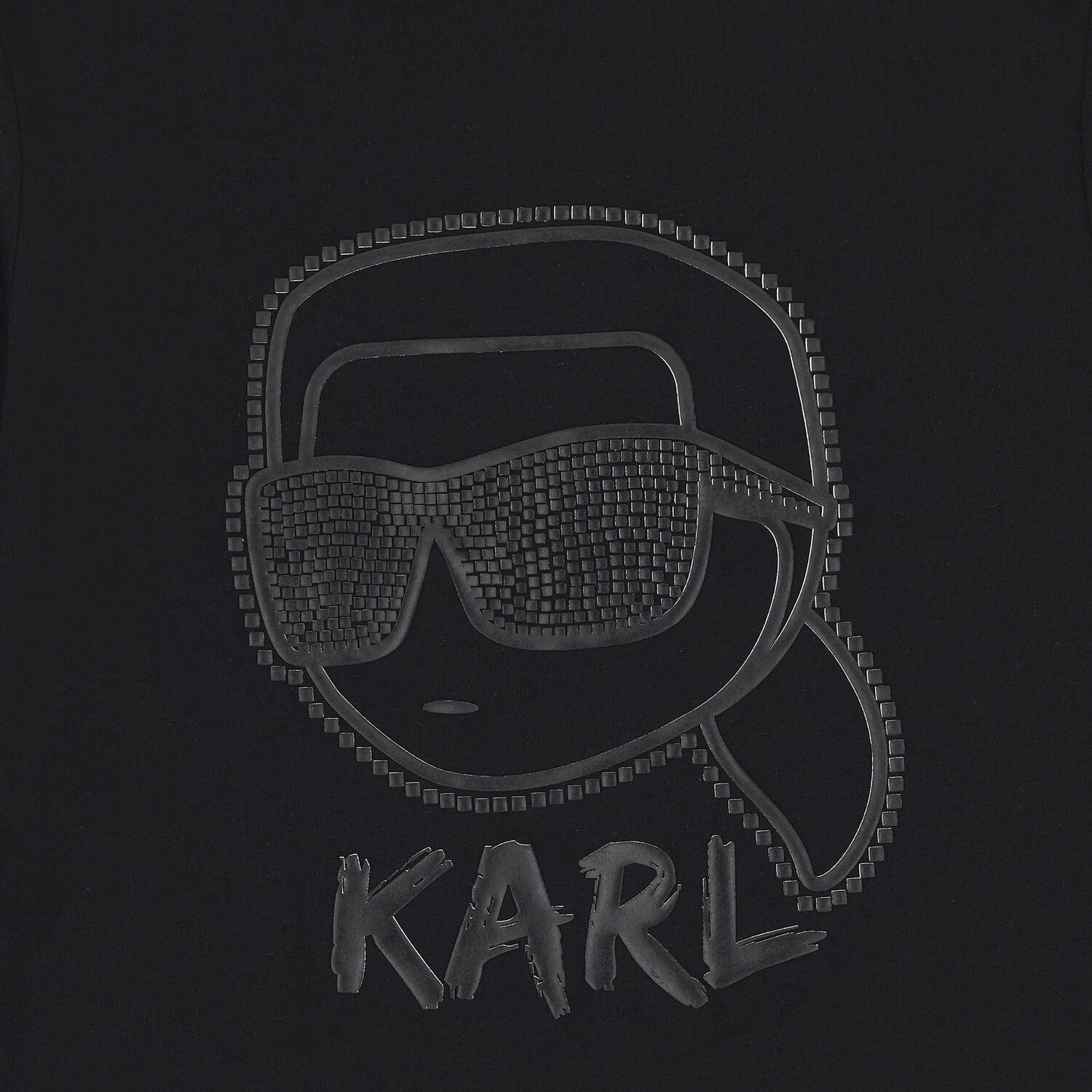 Boys Black Ikonik Karl Long Sleeve Top, 1, hi-res