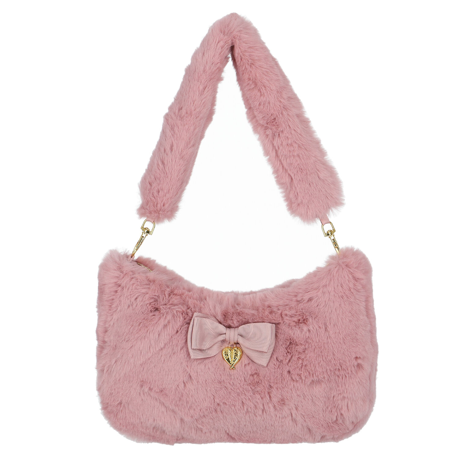 Girls Pink Faux Fur Bag, 1, hi-res