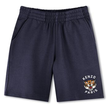 Boys Navy Blue Tiger Logo Shorts