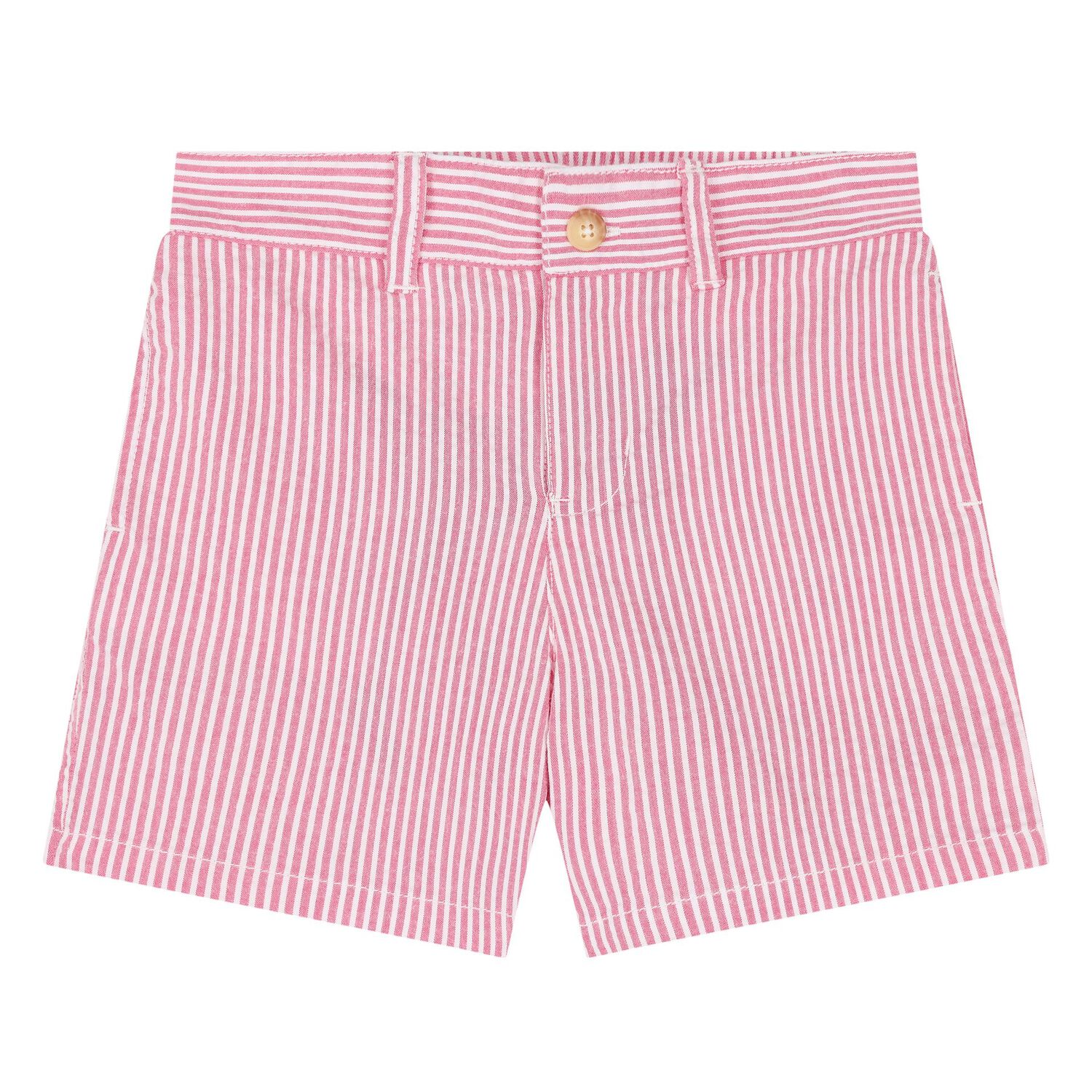 Baby Boys White & Pink Striped Shorts Set, 1, hi-res