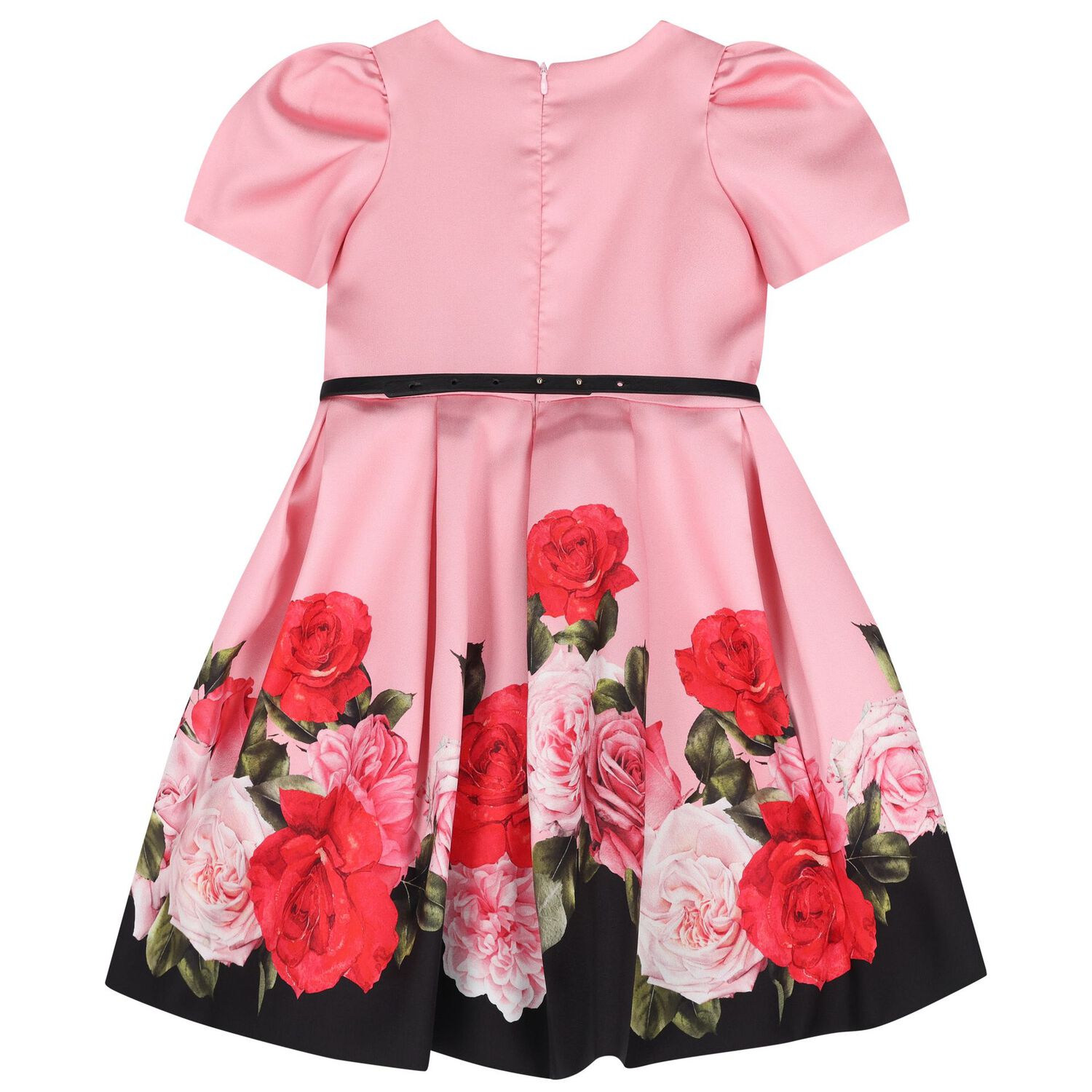 Girls Pink Roses Satin Dress, 2, hi-res image number null